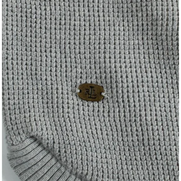 Lauren Ralph Lauren Womens Size Large Waffle Knit Grey Hoody Pullover Minimalist - Picture 4 of 6